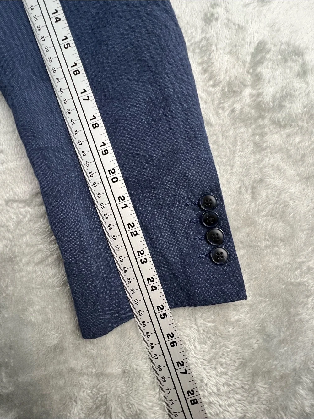 Alan Flusser Seersucker Blazer Mens L Navy Blue Floral Striped Cotton Sport Coat